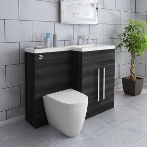 Calm Grey Combination L Shape Vanity Unit Basin - Choice of Toilet