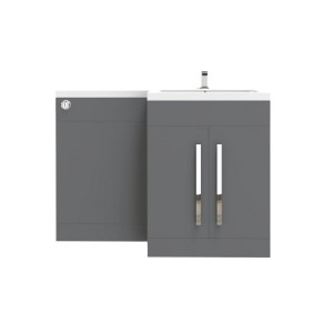 Calm Gloss Grey Right Hand Combination Vanity Unit Set (No Toilet) - 1100mm 