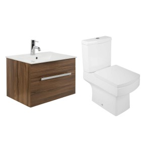 Boston Toilet & Walnut Vanity Unit Cloakroom Suite