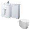 Calm White Left Hand Combination Vanity Unit Basin L Shape with Back to Wall Cordoba Toilet & Soft Close Seat & Concealed Cistern - 1100mm
