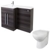 Calm Grey Left Hand Combination Vanity Unit Basin L Shape with Back to Wall Splash Toilet & Soft Close Seat & Concealed Cistern - 1100mm