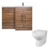 Calm Walnut Right Hand Combination Vanity Unit Basin L Shape with Back to Wall Splash Toilet & Soft Close Seat & Concealed Cistern - 1100mm