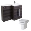 Calm Grey Right Hand Combination Vanity Unit Basin L Shape with Back to Wall Calgary Toilet & Soft Close Seat & Concealed Cistern - 1100mm