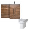 Calm Walnut Right Hand Combination Vanity Unit Basin L Shape with Back to Wall Calgary Toilet & Soft Close Seat & Concealed Cistern - 1100mm