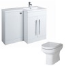 Calm White Right Hand Combination Vanity Unit Basin L Shape with Back to Wall Calgary Toilet & Soft Close Seat & Concealed Cistern - 1100mm