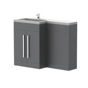 Calm Gloss Grey Left Hand Comdination Vanity Set with Concealed Cistern (No Toilet)