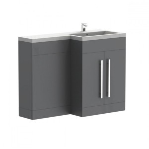 Calm Gloss Grey Right Hand Combination Vanity Set with Concealed Cistern (No Toilet)