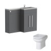 Calm Gloss Grey Right Hand Combination Vanity Unit Basin L Shape with Back to Wall Calgary Toilet & Soft Close Seat & Concealed Cistern - 1100mm