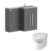 Calm Gloss Grey Right Hand Combination Vanity Unit Basin L Shape with Back to Wall Splash Toilet & Soft Close Seat & Concealed Cistern - 1100mm