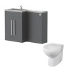 Calm Gloss Grey Left Hand Combination Vanity Unit Basin L Shape with Back to Wall Splash Toilet & Soft Close Seat & Concealed Cistern - 1100mm