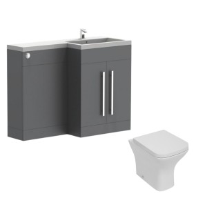 Calm Gloss Grey Combination L Shape Vanity Unit Basin - Choice of Toilet