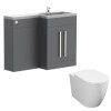 Calm Gloss Grey Right Hand Combination Vanity Unit Basin L Shape with Back to Wall Cordoba Toilet & Soft Close Seat & Concealed Cistern - 1100mm
