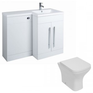 Calm White Combination L Shape Vanity Unit Basin - Choice of Toilet