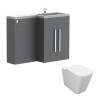 Calm Gloss Grey Right Hand Combination Vanity Unit Basin L Shape with Back to Wall Cordoba Square Toilet & Soft Close Seat & Concealed Cistern - 1100mm