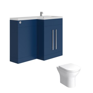 Calm Matt Blue Combination L Shape Vanity Unit Basin - Choice of Toilet