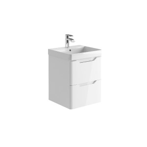 Acton 500mm Wall Hung Vanity Unit & White Basin - White