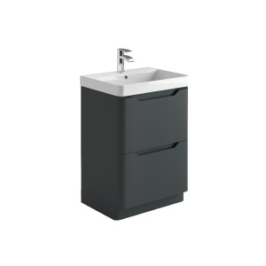 Acton 600mm Free Standing Vanity Unit & White Basin - Anthracite