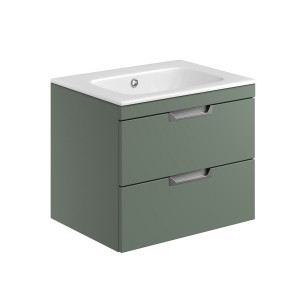 Rydal 600mm Wall Hung Vanity with Chrome Handles & Basin - Reed Green