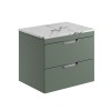 Rydal 600mm Wall Hung Vanity with Worktop & Chrome Handles - Reed Green