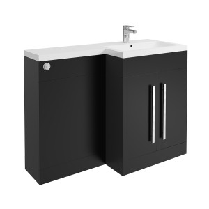 Calm Matt Black Right Hand Combination Vanity Set with Concealed Cistern (No Toilet)