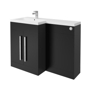 Calm Matt Black Left Hand Combination Vanity Set with Concealed Cistern (No Toilet)