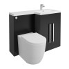 Calm Matt Black Right Hand Combination Vanity Unit Basin L Shape with Back to Wall Cordoba Toilet & Soft Close Seat & Concealed Cistern - 1100mm