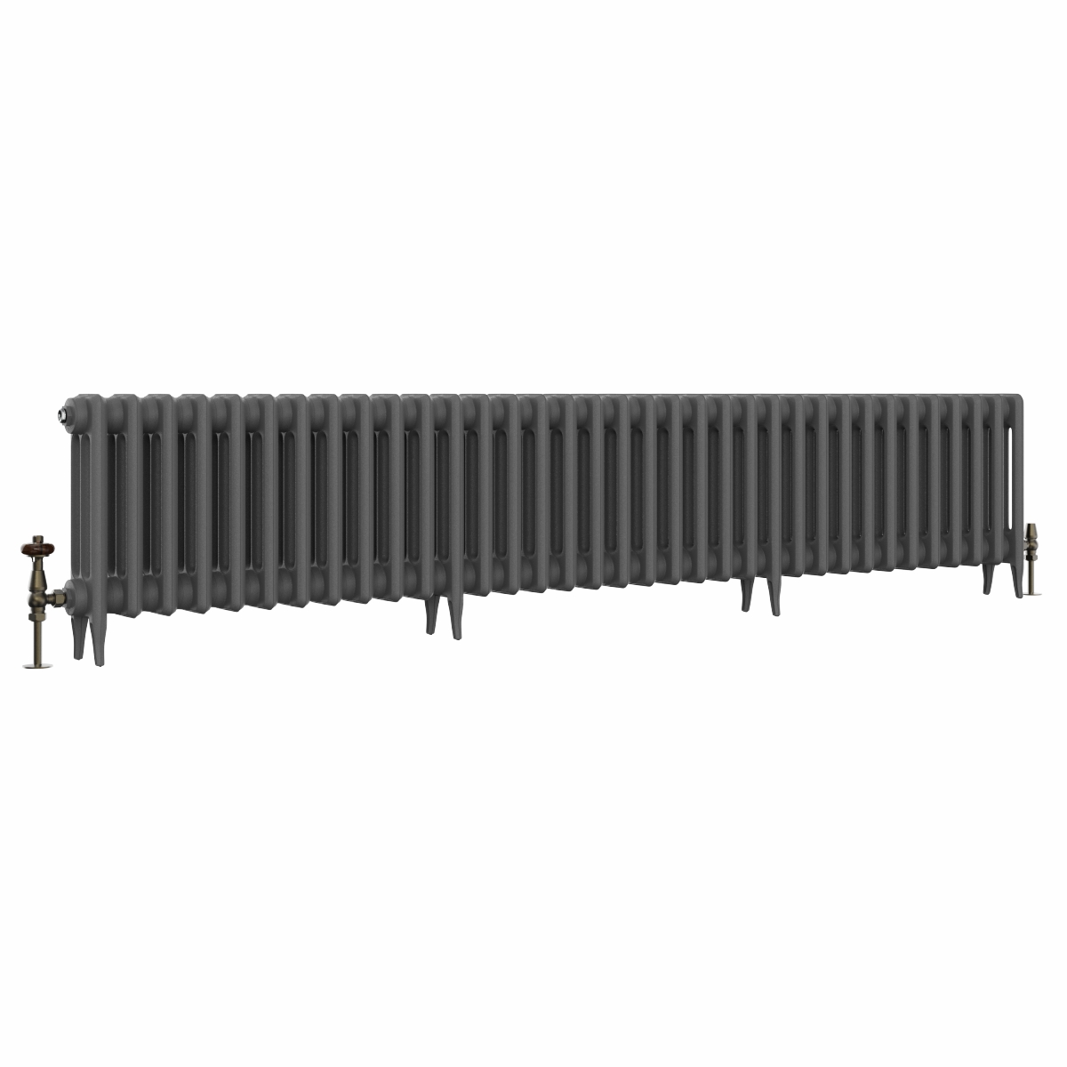 Classic  450 x 2204mm Farrow & Ball Railings Grey Triple Column Cast Iron Radiator - 35 Sections