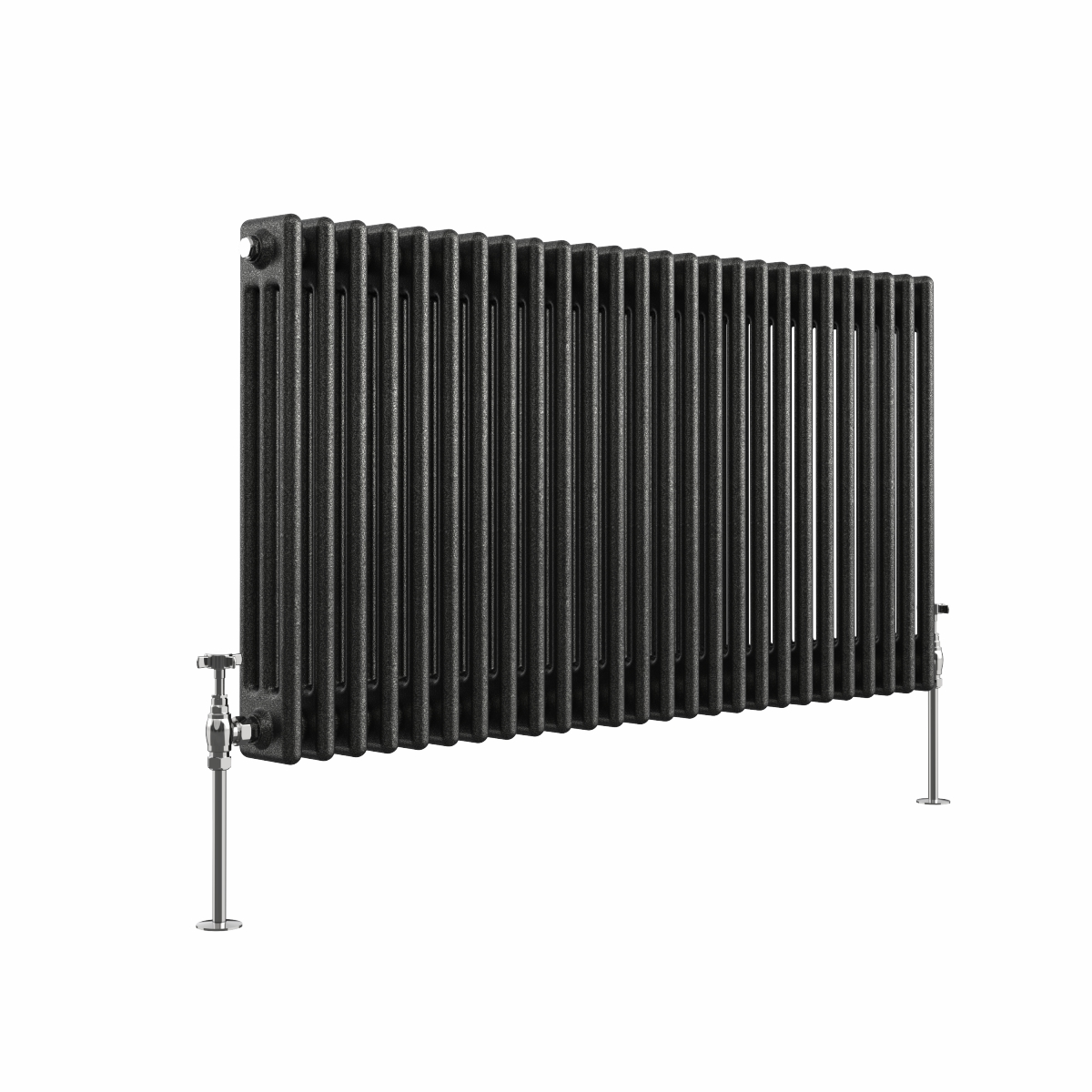 Bern 600 x 1190mm Black Silver Triple Column Horizontal Traditional Radiator