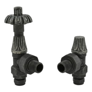 15mm Westminster Pewter Thermostatic Angled Radiator Valves