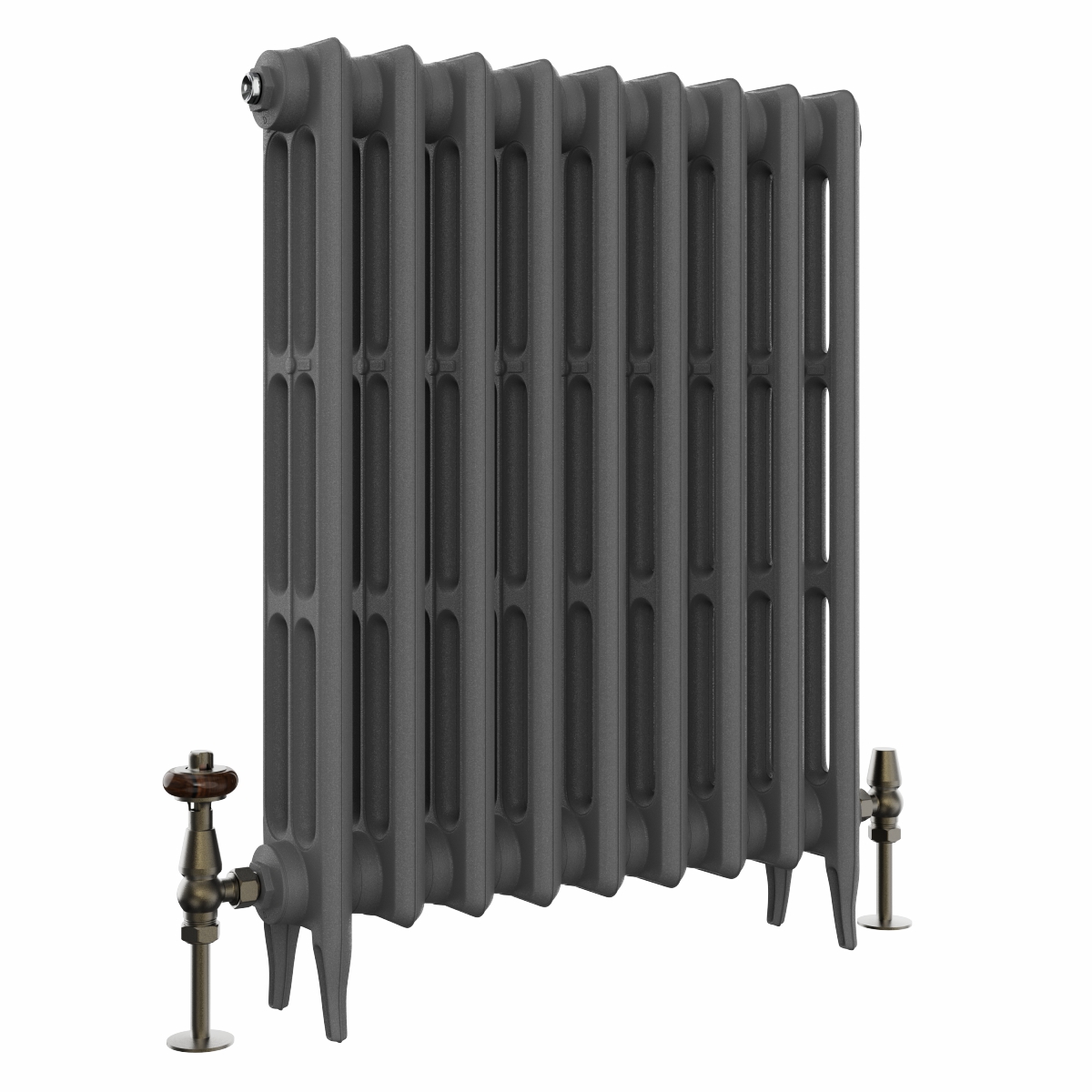 Classic  745 x 592mm  Farrow & Ball Railings Grey Triple Column Cast Iron Radiator - 9 Sections