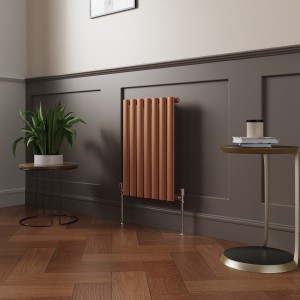 Norden 600 x 414mm Metallic Bronze Single Oval Column Horizontal Designer Radiator