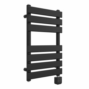Juva Satin Black Flat Panel Thermostatic Touch Control Wifi Electric Heated Towel Rail- Choice of Size
