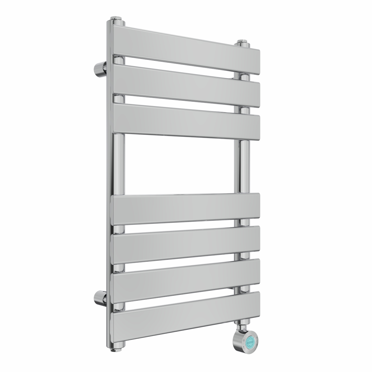 Juva 650 x 400mm Chrome Flat Panel Thermostatic Touch Control Wifi Electric Heated Towel Rail