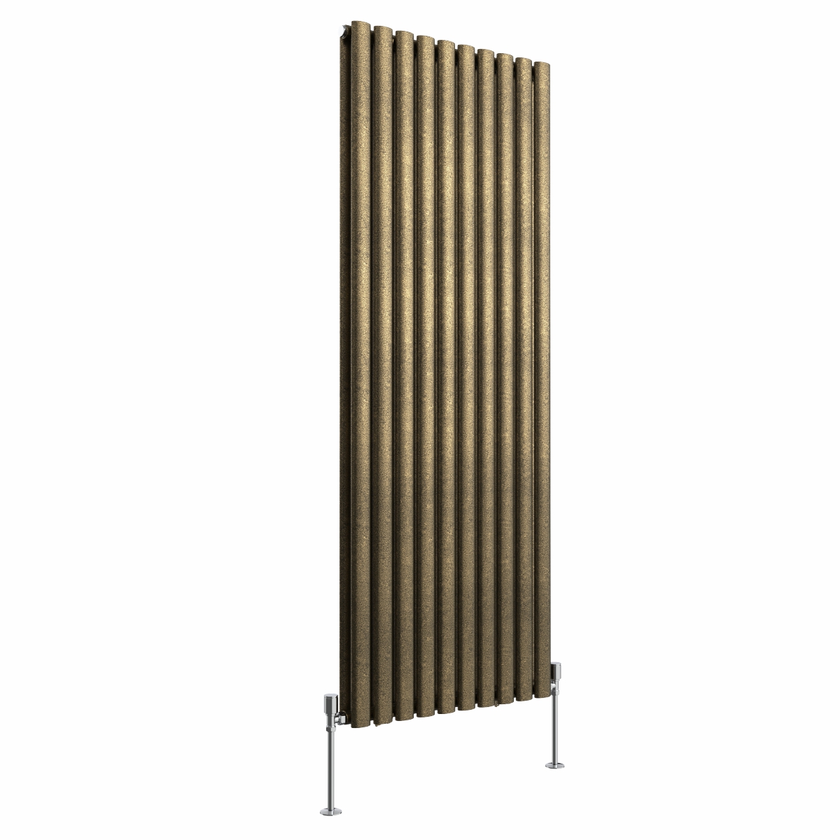 Norden 1600 x 591mm Black Gold Double Vertical Oval Column Designer Radiator