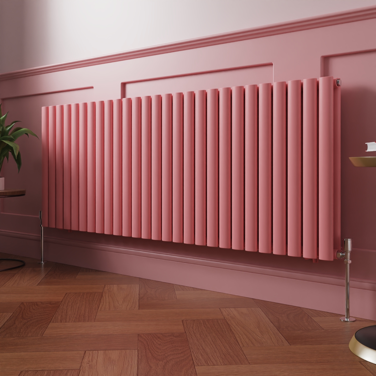 Norden 600 x 1594mm Rose Clair Pink Double Horizontal Oval Column Designer Radiator