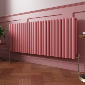 Norden 600 x 1594mm Rose Clair Pink Double Horizontal Oval Column Designer Radiator