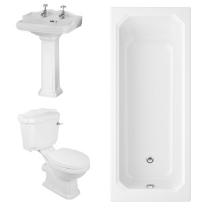 Abbey Traditional Bathroom Suite with Single Ended Bath - Choice of Sizes