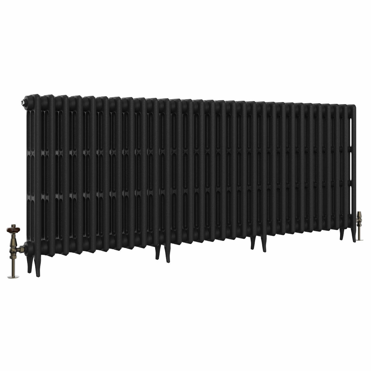 Classic 745 x 1894mm Black Primered Finish Triple Column Cast Iron Radiator - 30 Sections