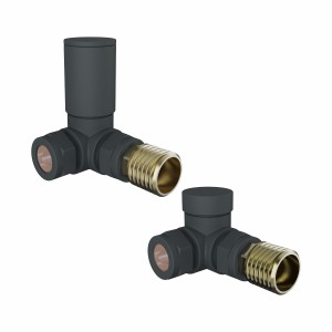 Modern Round Manual Corner Radiator Valves - Anthracite