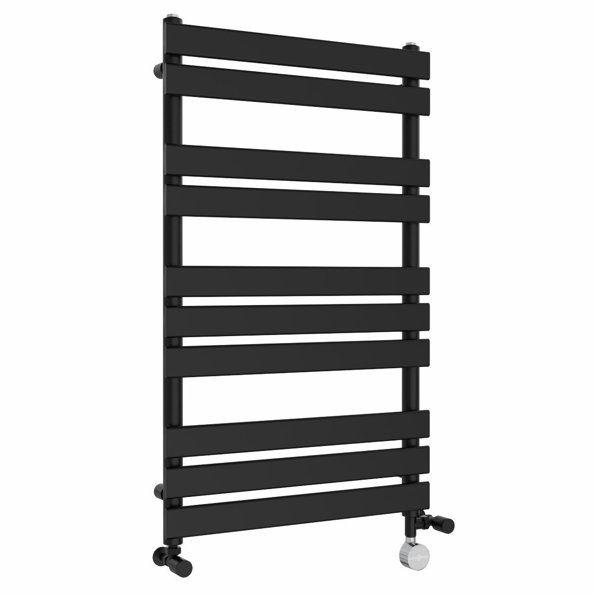 Juva 1000 x 600mm Dual Fuel Satin Black Flat Panel Thermostatic Touch Control Electric Heated Towel Rail