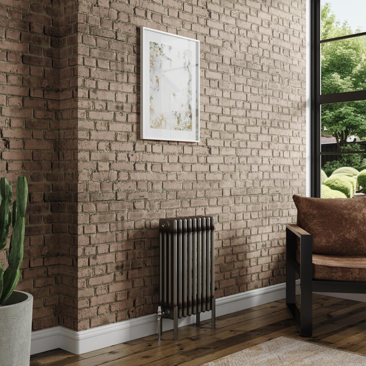 Bern 600 x 425mm Raw Metal Four Column Horizontal Traditional Radiator
