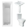 RAK Resort Maxi Open Back Toilet with 550mm Basin Modern Bathroom Suite and Single Ended Bath with Front Panel - 1700 x 700mm
