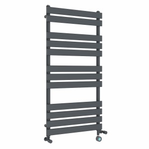 Juva 1200 x 600mm Dual Fuel Sand Grey Flat Panel Thermostatic Touch Control Electric Heated Towel Rail