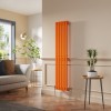 Lulea 1600 x 340mm Bright Orange Single Flat Panel Vertical Designer Radiator