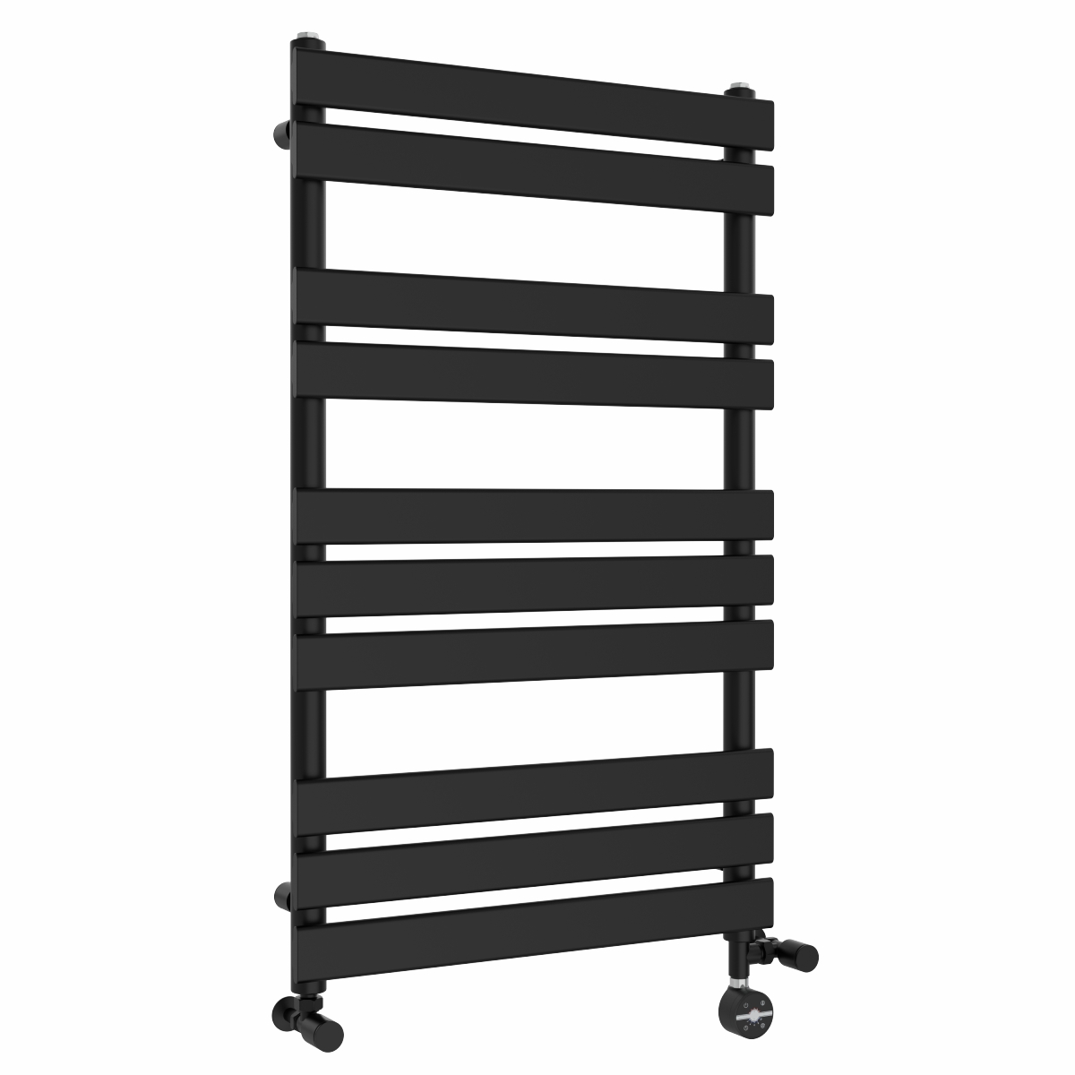 Juva 1000 x 600mm Dual Fuel Satin Black Flat Panel Thermostatic Touch Control Electric Heated Towel Rail