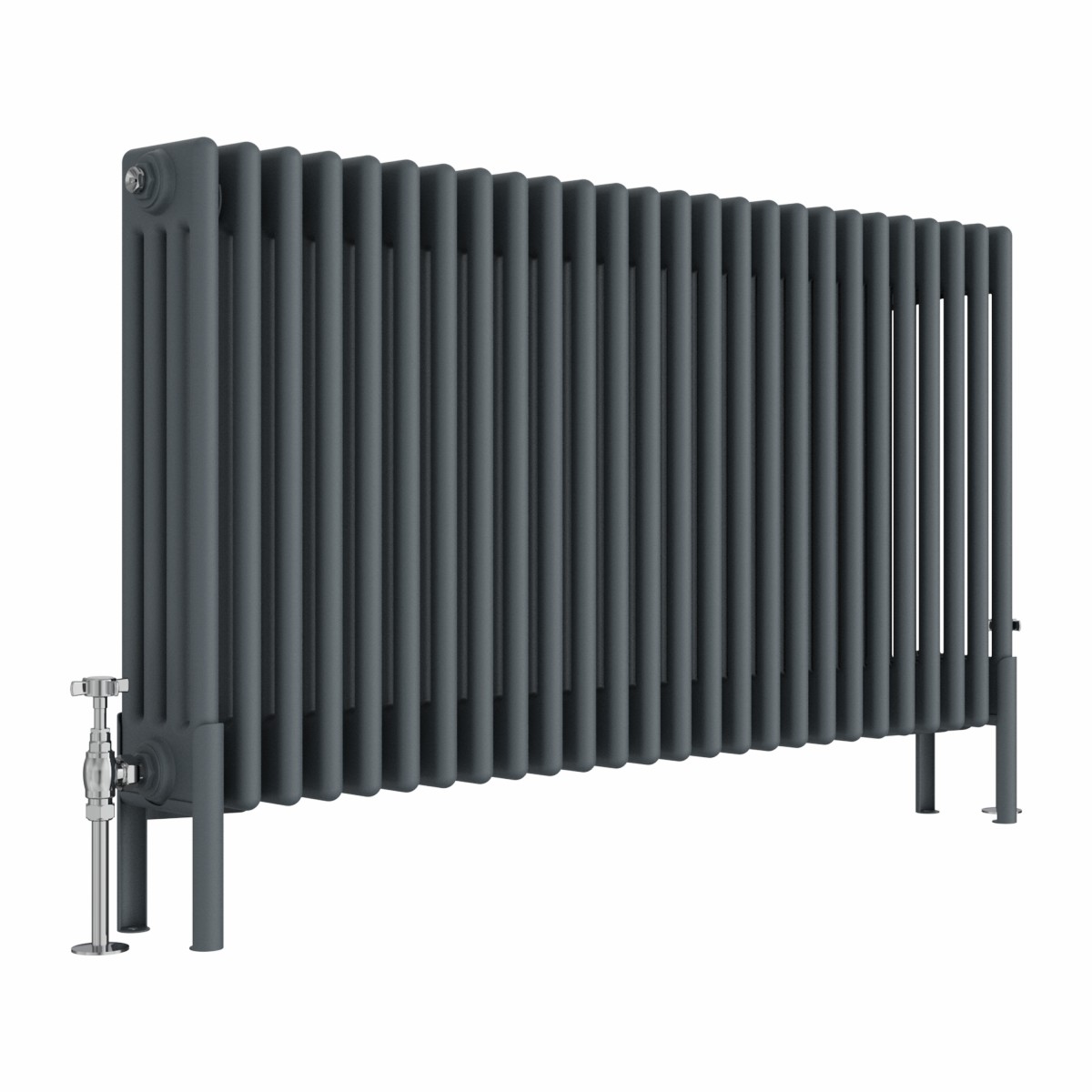 Bern 600 x 1190mm Anthracite Four Column Horizontal Traditional Radiator