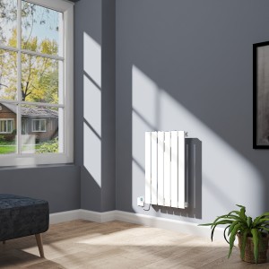 Karlstad 600 x 410mm White Flat Panel Horizontal Wifi Electric Radiator - 400W
