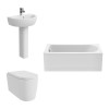 Cordoba Modern Bathroom Suite with Wall Hung Toilet and Essential Single Ended Bath - 1600 x 700mm - Front Bath Panel Included