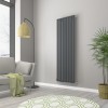 Norden 1800 x 591mm Anthracite Single Vertical Oval Tube Designer Radiator