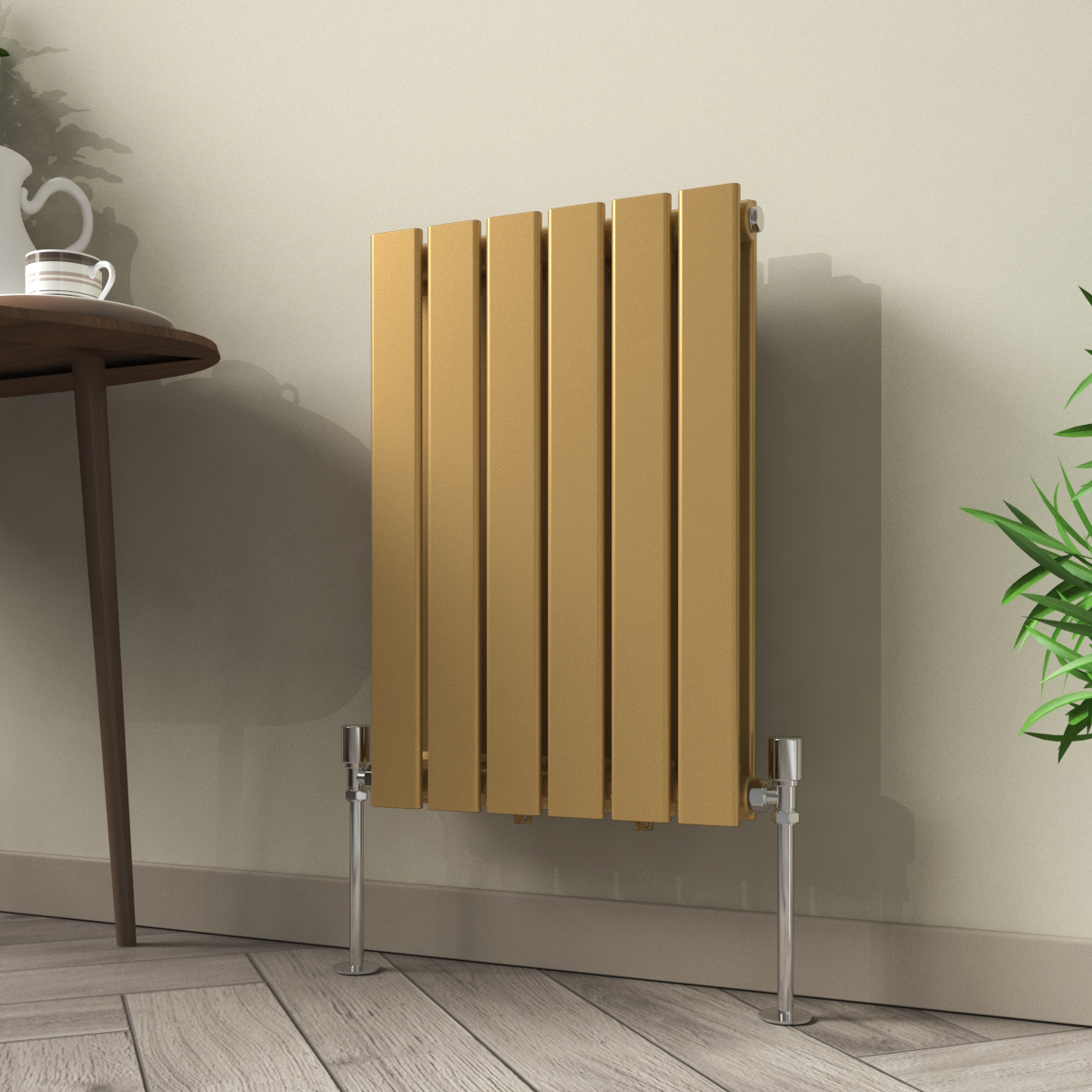Karlstad 600 x 410mm Metallic Gold Double Flat Panel Horizontal Designer Radiator